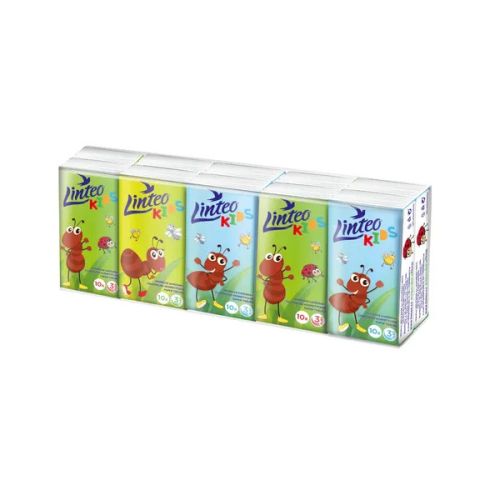 Linteo kids paprov kapesnky 10x10ks, 3-vrstv